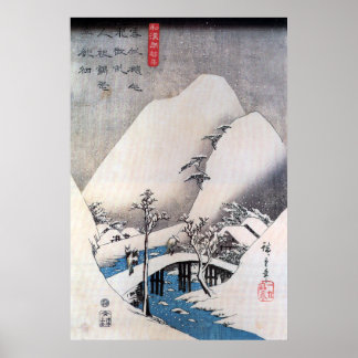 Affiche Un pont dans un paysage enneigé, Ando Hiroshige