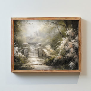 Affiche un portail dans une forêt avec des fleurs