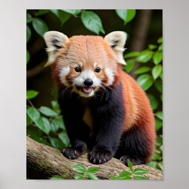 Affiche Un portrait d'un mignon panda rouge (Devant)