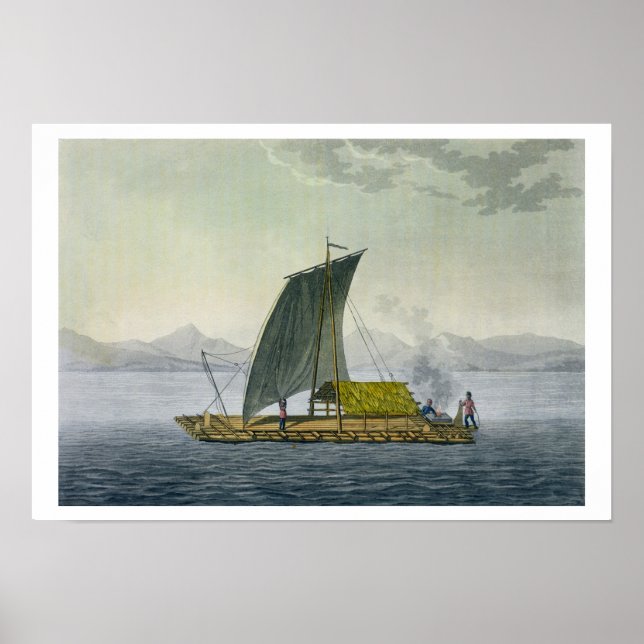 Affiche Un radeau quitte le port de Guayaquil, Equateur, p (Devant)