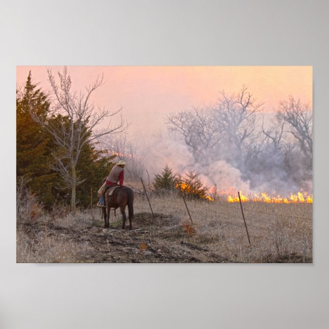 Affiche Un rancher du Kansas regarde une brûlure contrôlée (Devant)