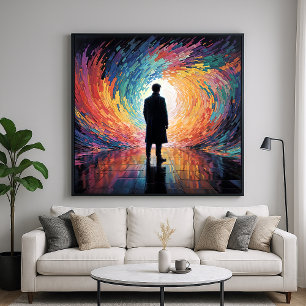 Affiche Un regard dans le vide - Silhouette foncée solitai