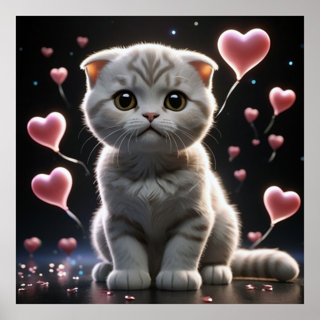 Affiche Un regard doux, une sorte d'âme : chat et gentille (Devant)