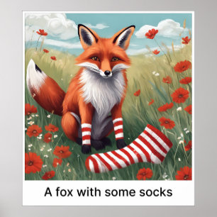 Affiche Un Renard Avec Quelques Chaussettes - Imprimer