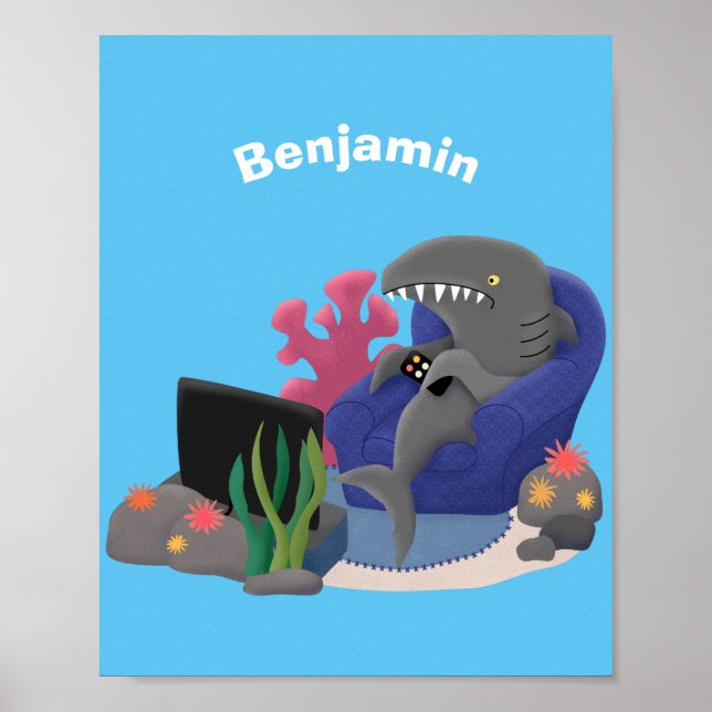 Affiche Un requin drôle en regardant la bande dessinée de  (Devant)