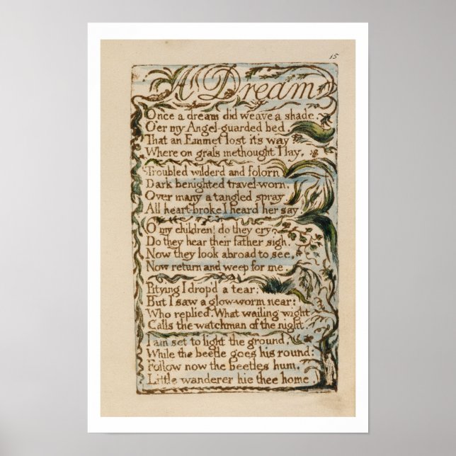 Affiche Un rêve, illustration de "Chansons d'Innocence et (Devant)