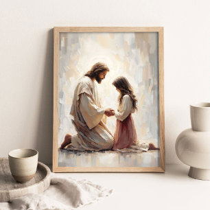Affiche Un Sauveur aimant, Art chrétien, Jésus et Fille