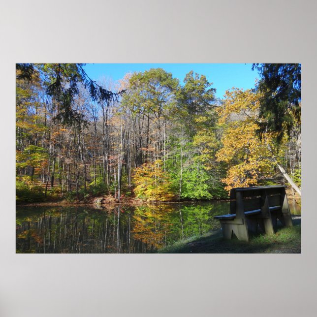 Affiche Un siège avec une vue d'automne en Pennsylvanie (Devant)
