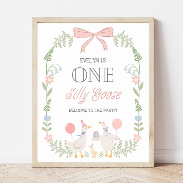 Affiche Un Silly Goose Arc Floral Rose Anniversaire Bienve (Créateur téléchargé)