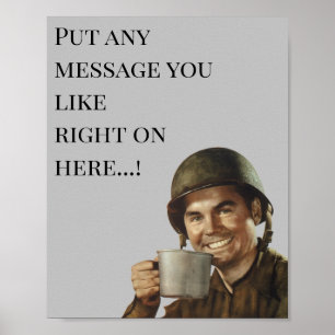 Affiche Un soldat de l'armée Humour militaire Joke Gag
