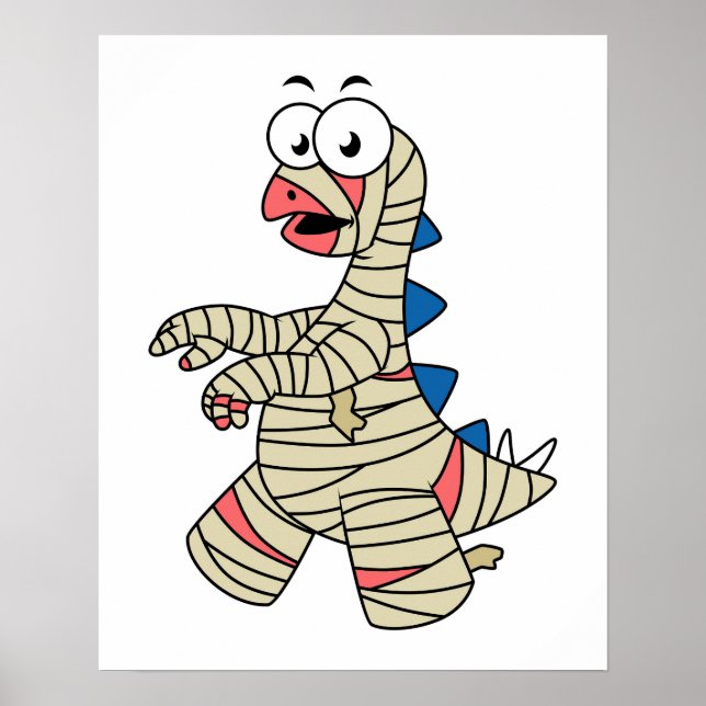 Affiche Un Stegosaurus Caricature Habillé Comme Une Maman. (Devant)