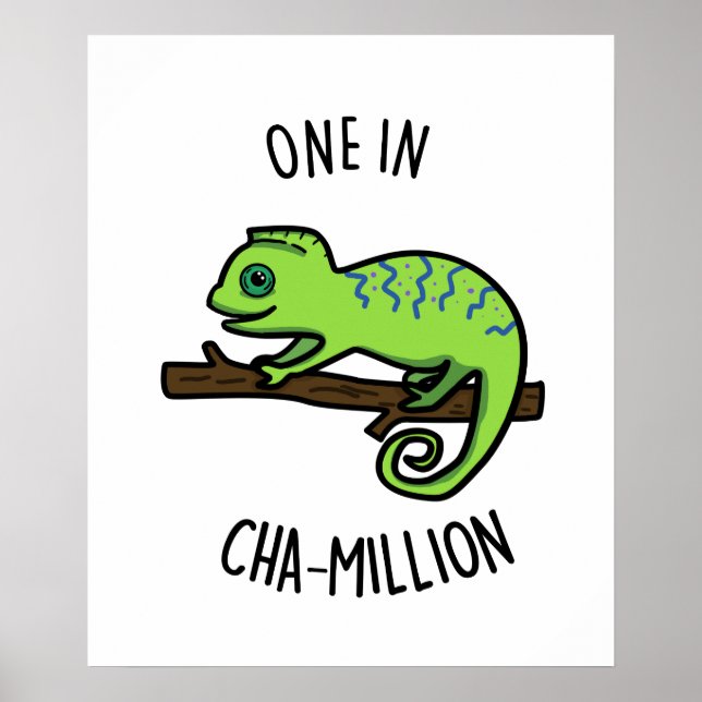 Affiche Un Sur Cha Million Funny Chameleon Pun (Devant)