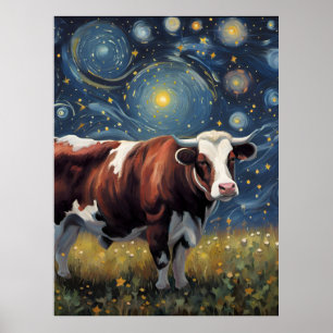 Affiche Un taureau dans la nuit étoilée