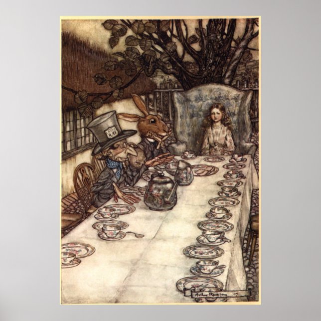 Affiche Un Tea Party fou par Arthur Rackham (Devant)