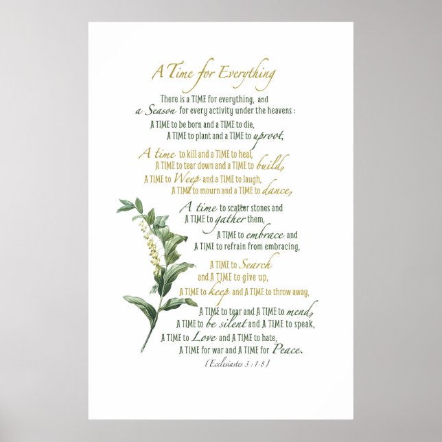 Affiche Un temps pour tout - Ecclesiastes 3 : 1-8 (Devant)