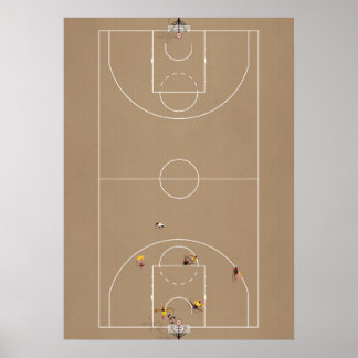 Affiche Un terrain de basket-ball illustré ci-dessus