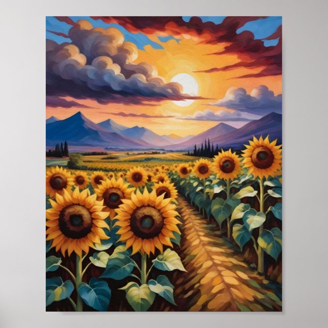 Affiche Un Terrain De Tournesols (Devant)