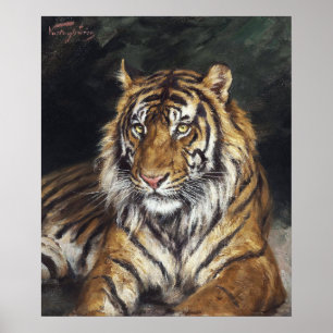 Affiche Un tigre rectangle (1866-1919) peinture à l'huile
