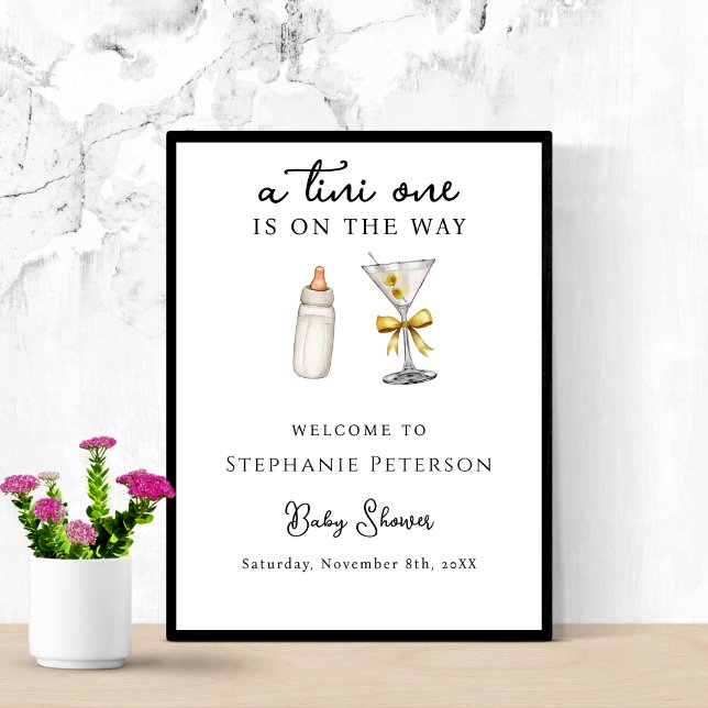 Affiche Un Tini en route Baby Shower Martini Jaune (Créateur téléchargé)