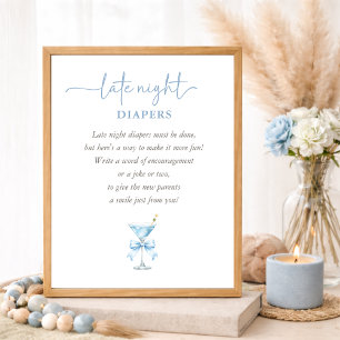 Affiche Un TIni One Garçon Bleu Baby Shower Couches de Nui