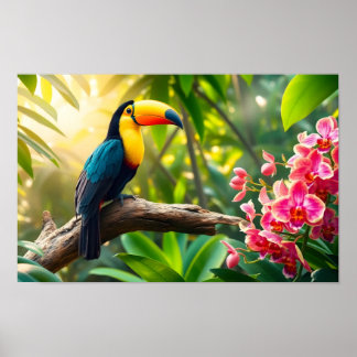 Affiche Un toucan vibrant dans une jungle tropicale