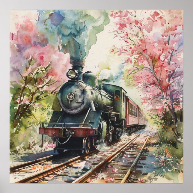 Affiche Un train au printemps (Devant)