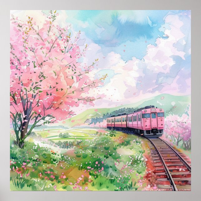 Affiche Un train au printemps (Devant)