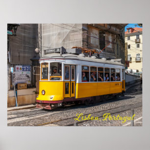 Affiche Un tramway jaune emblématique, Lisbonne, Portugal
