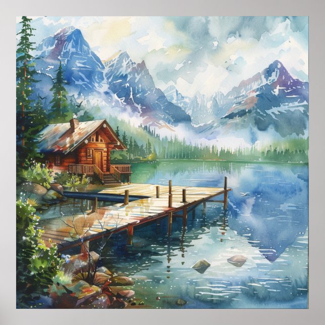 Affiche Un tuyau de pêche sur le lac (Devant)