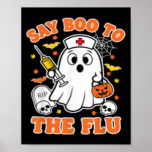 Affiche Un Vaccin Drôle Dit Boo À L'Infirmière Fantôme De