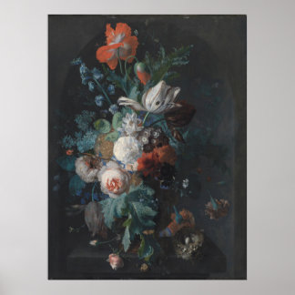 Affiche Un vase aux fleurs par Jan van Huysum