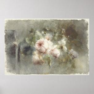 Affiche Un vase avec des roses de Margaretha Roosenboom (1