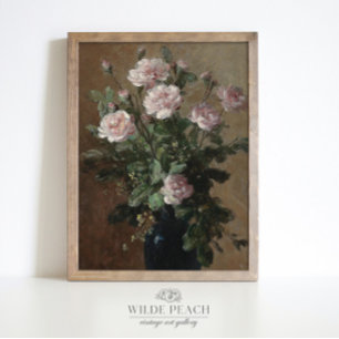 Affiche Un Vase Bouquet de peinture vintage Rose
