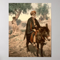 Un vieil homme de Bethléem sur un âne