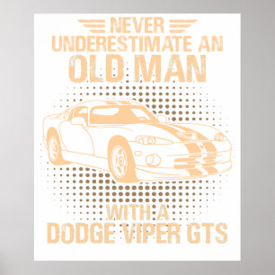 Affiche Un vieil homme Dodge Viper 1996 Gts Stripes