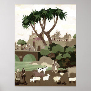 Affiche Un village du Moyen Âge