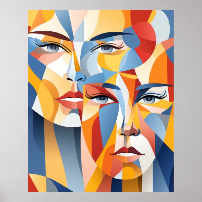 Affiche Un visage humain abstrait vibrant (Devant)