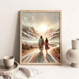 Affiche Un voyage de foi, Art chrétien, Jésus marchant