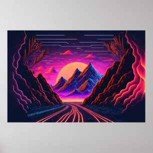 Affiche Un voyage en Synthwave à travers les montagnes