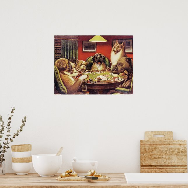 Affiche Un Waterloo, Chiens Jouant au Poker, (Cuisine)