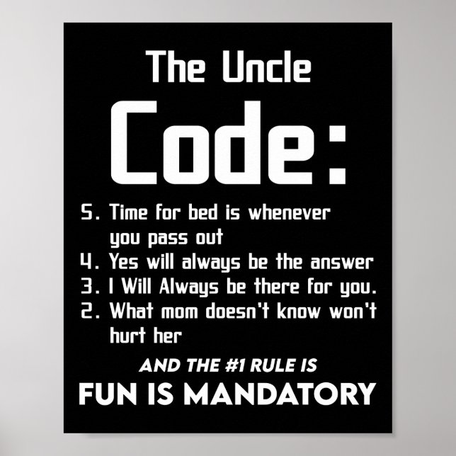 Affiche Uncle From Niece Nephew The Uncle Cool 5 Things (Devant)
