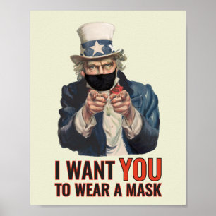 Affiche Uncle Sam - I want you to wear a mask - propaganda