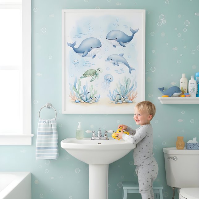 Affiche Under the Sea Adventure Kids Bathroom Wall Art (Créateur téléchargé)