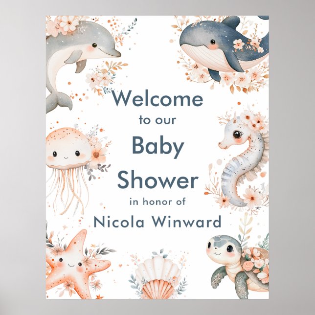 Affiche Under The Sea Animals Birthday Party Welcome (Devant)