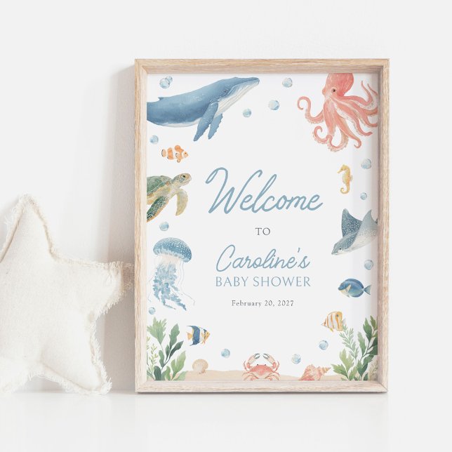 Affiche Under the Sea Baby Shower Welcome Sign (Créateur téléchargé)