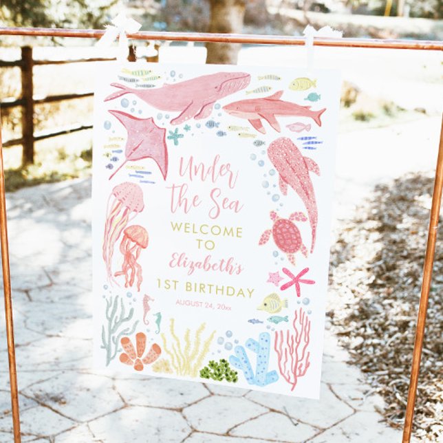 Affiche Under the Sea Girls 1st Birthday Welcome (Créateur téléchargé)