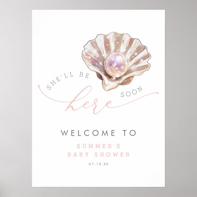 Affiche Under The Sea Little Pearl Baby Shower Welcome (Devant)