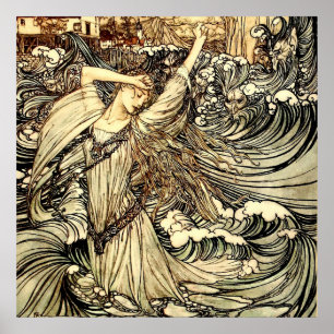 Affiche « Undine dans les vagues » par Arthur Rackham