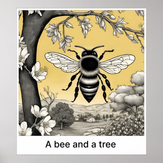 Affiche Une abeille et un arbre - Imprimer (Devant)