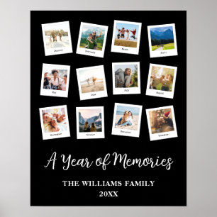 Affiche Une année de souvenirs Famille Collage mensuel de 